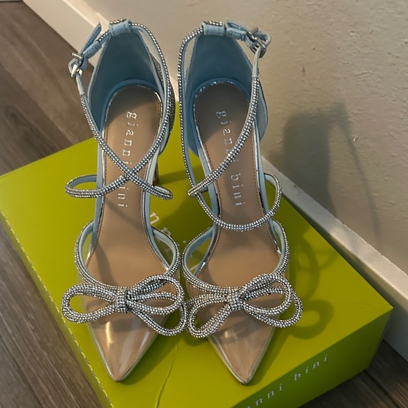 Gianni Bini Silver Bow Strappy Heels